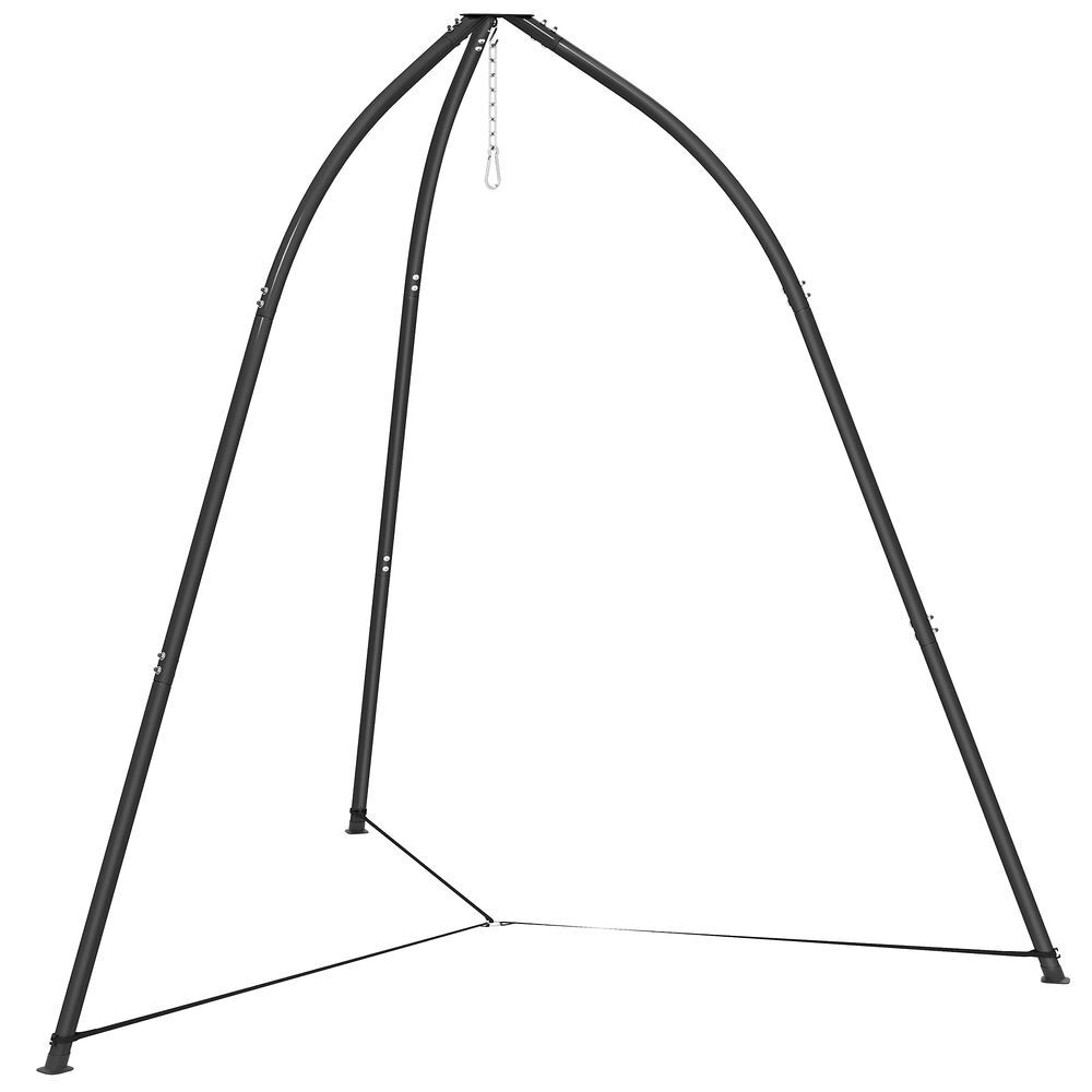 Outsunny suporte para cadeira suspensa triangular altura 210 cm com corrente ajustável base estável resistente às intempéries estrutura de cadeira