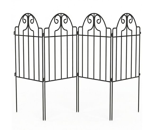 Outsunny conjunto de 4 cercas de jardim em metal 125x57 cm cercas decorativas com design arqueado resistente e fácil de instalar para horta pátio