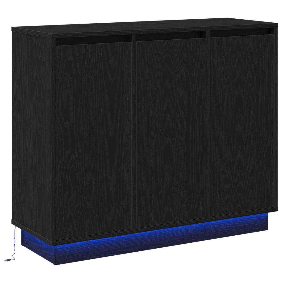 Aparador - bufete - móvei de apoio led carvalho preto 90 x 32 x 75 cm madeira processada pt4208