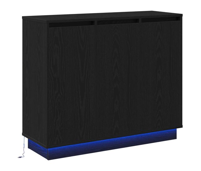 Aparador - bufete - móvei de apoio led carvalho preto 90 x 32 x 75 cm madeira processada pt4208
