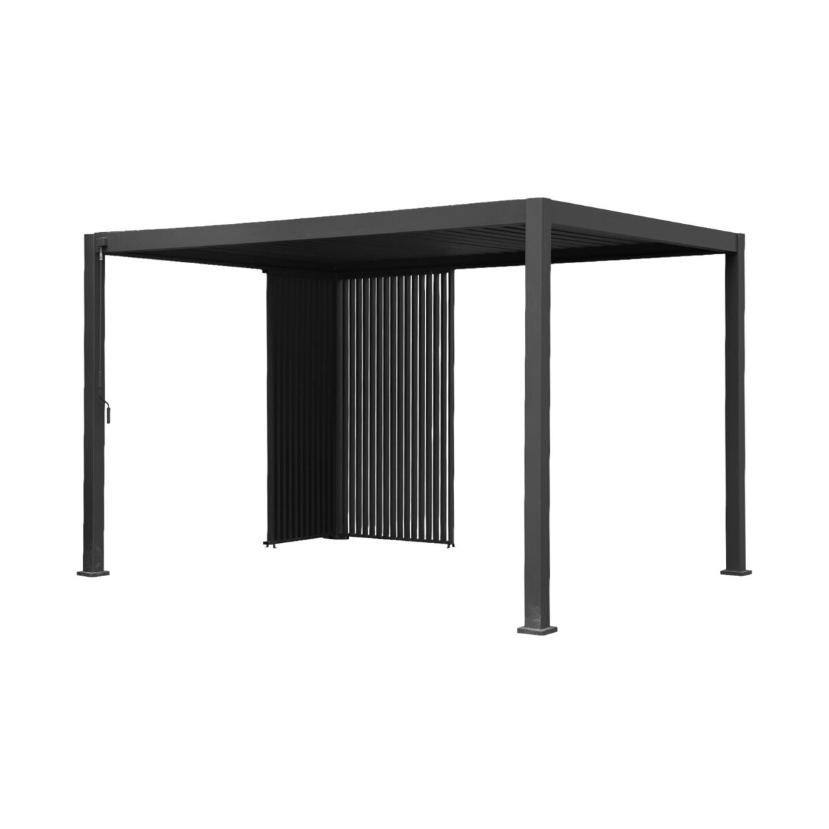 Pérgola bioclimática de alumínio 3x4m + persianas verticais 1m e 1.3m, triomphe 3x4m + acessórios, antracite, 392x301x257 cm