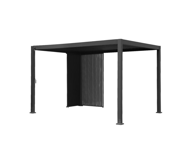 Pérgola bioclimática de alumínio 3x4m + persianas verticais 1m e 1.3m, triomphe 3x4m + acessórios, antracite, 392x301x257 cm