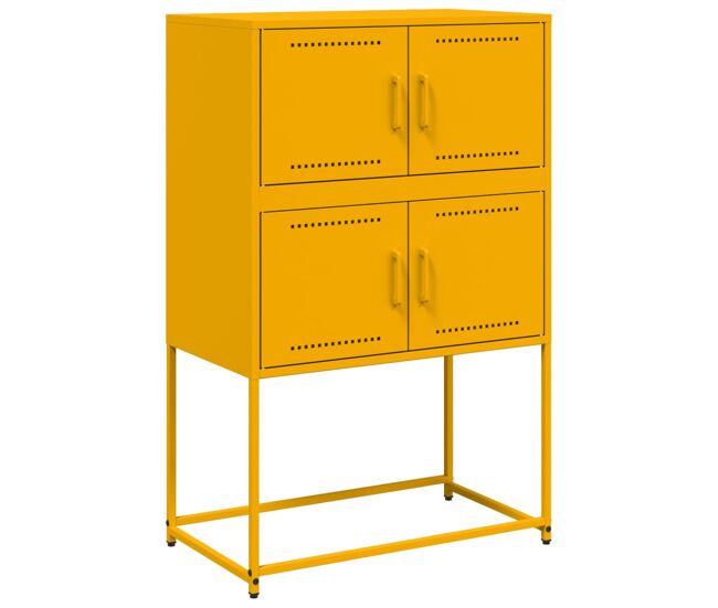 Aparador - bufete - móvei de apoio 68,5x38,5x107 cm aço amarelo mostarda pt2183