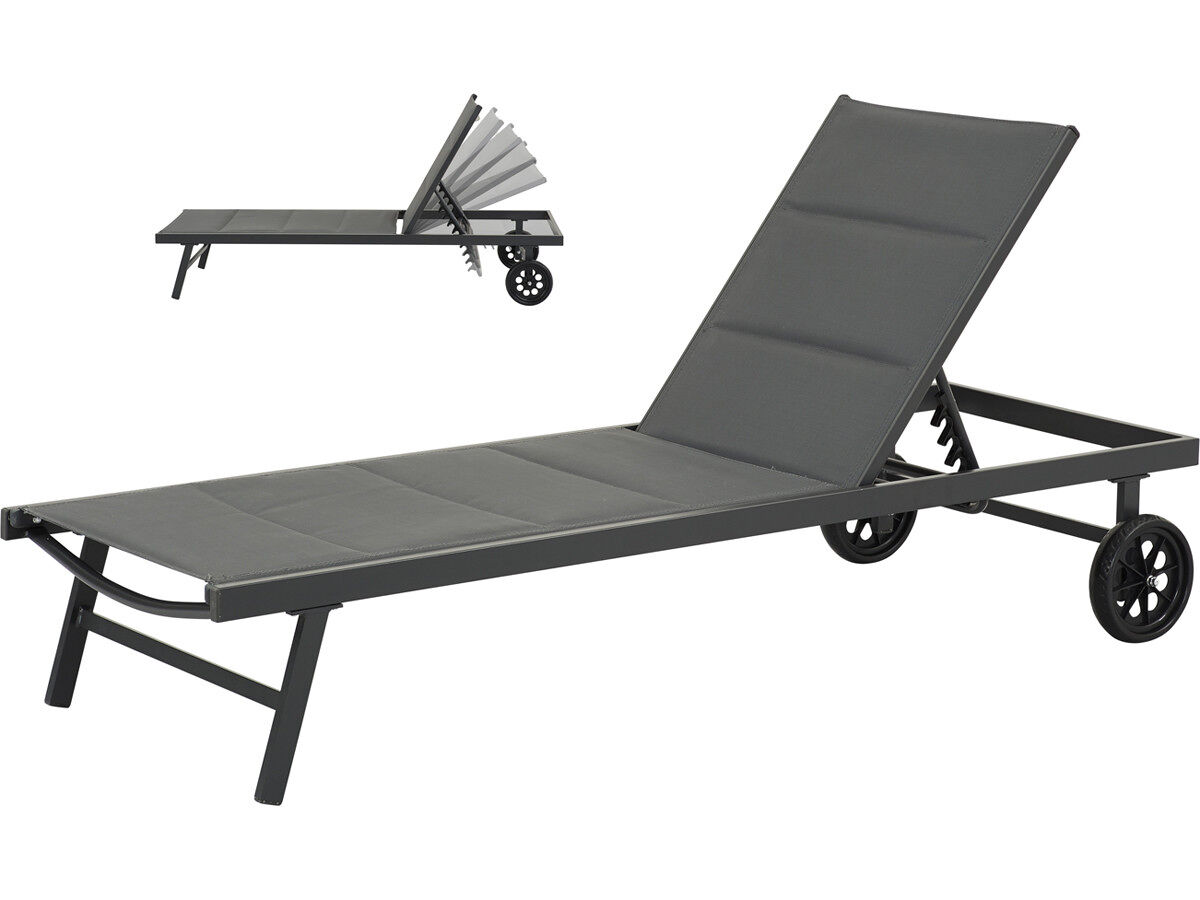 Espreguiçadeira de textileno alcochoado e alumínio " bella" - phoenix - cinzo escuro