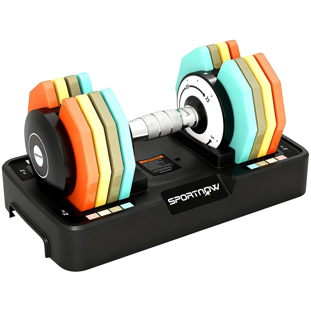 Sportnow haltere ajustável octogonal 5 em 1 pesos ajustáveis de 5 a 25 kg com base de armazenamento e pega antideslizante equipamento de treino para