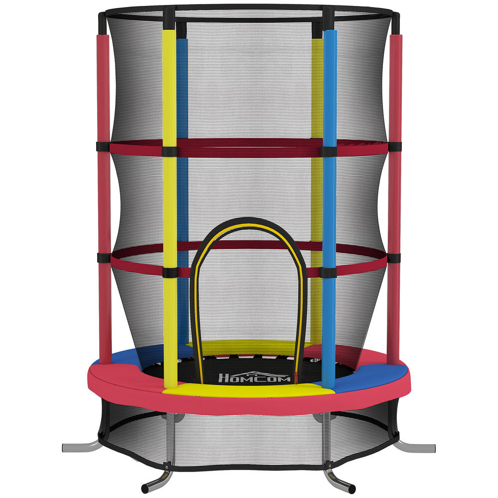 Homcom trampolim infantil ø160 cm trampolim para enfants de 3-6 anos com rede de segurança pernas em forma de l suporta até 45 kg para interior e exterior multicolor