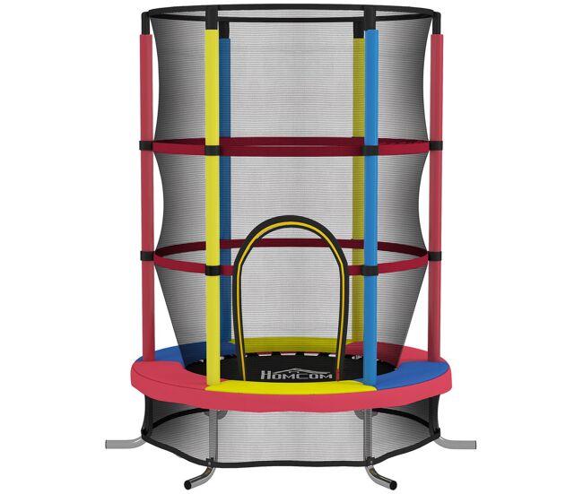 Homcom trampolim infantil ø160 cm trampolim para enfants de 3-6 anos com rede de segurança pernas em forma de l suporta até 45 kg para interior e exterior multicolor