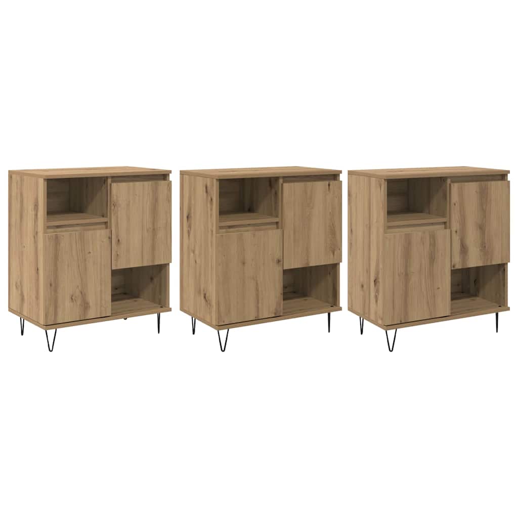Bufete - móvei de apoio 3 pcs carvalho artesanal 60 x 35 x 70 cm pt58