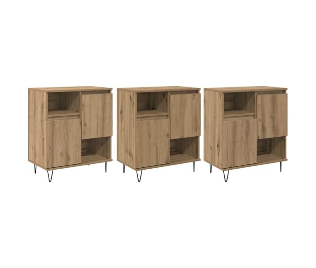 Bufete - móvei de apoio 3 pcs carvalho artesanal 60 x 35 x 70 cm pt58