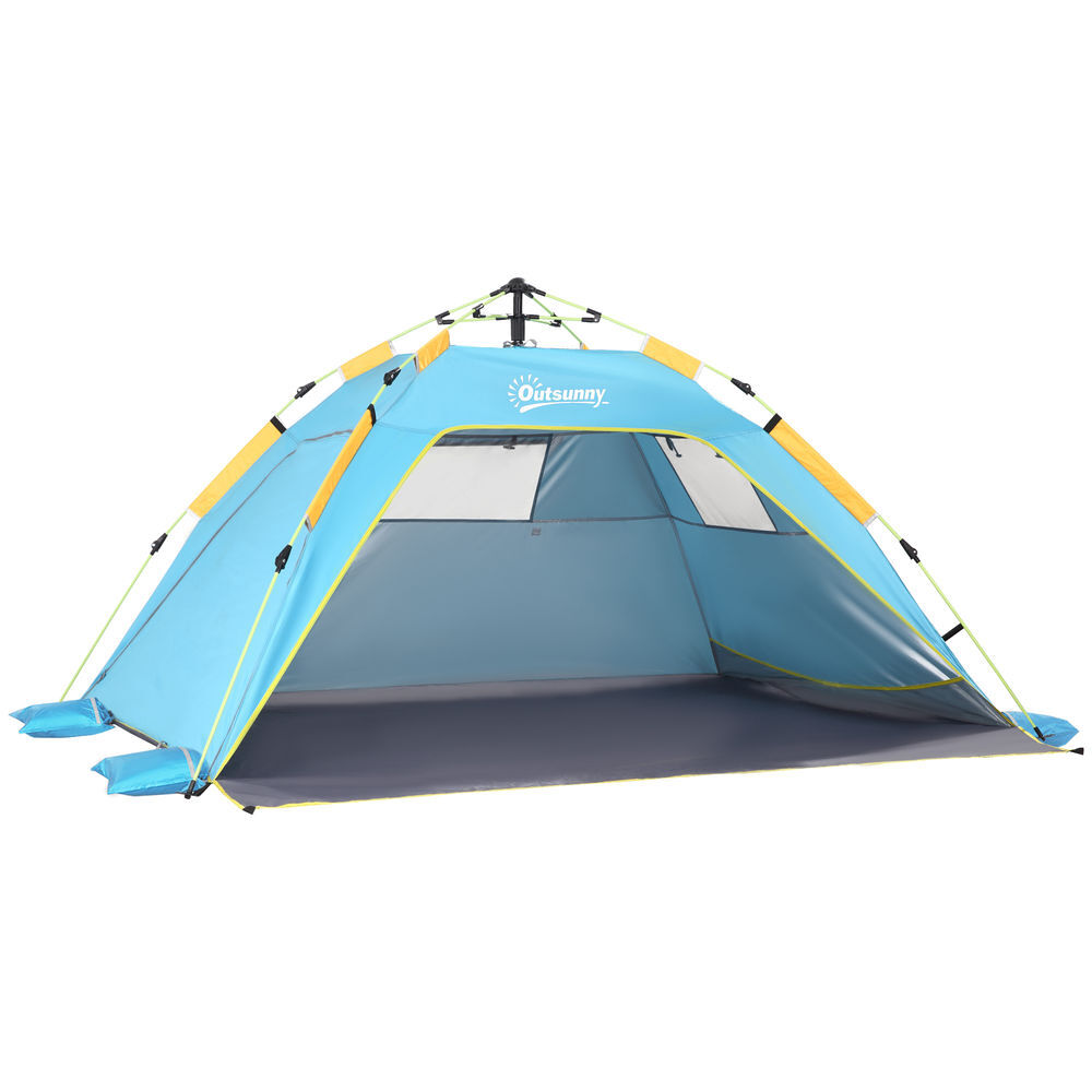 Outsunny tenda de praia dobrável abrigo de praia pop-up para 1-2 pessoas com proteção uv impermeável bolsa de transporte para parque campismo