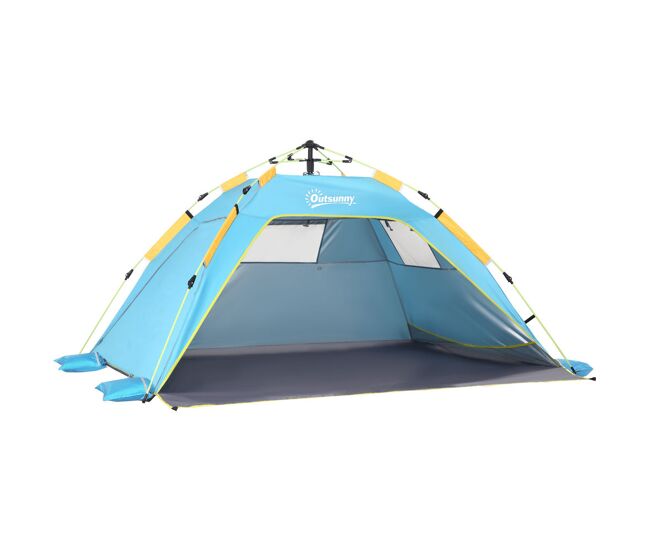 Outsunny tenda de praia dobrável abrigo de praia pop-up para 1-2 pessoas com proteção uv impermeável bolsa de transporte para parque campismo