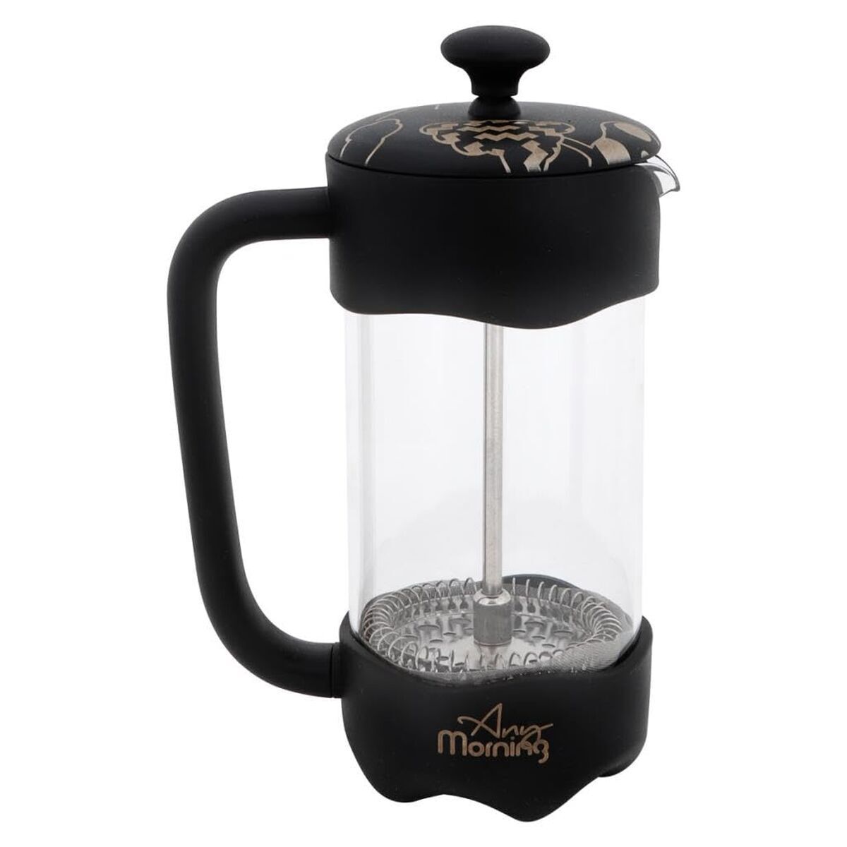 Any Morning Cafeteira Prensa Francesa 350Ml Inox E Vidro Borossilicato Preto