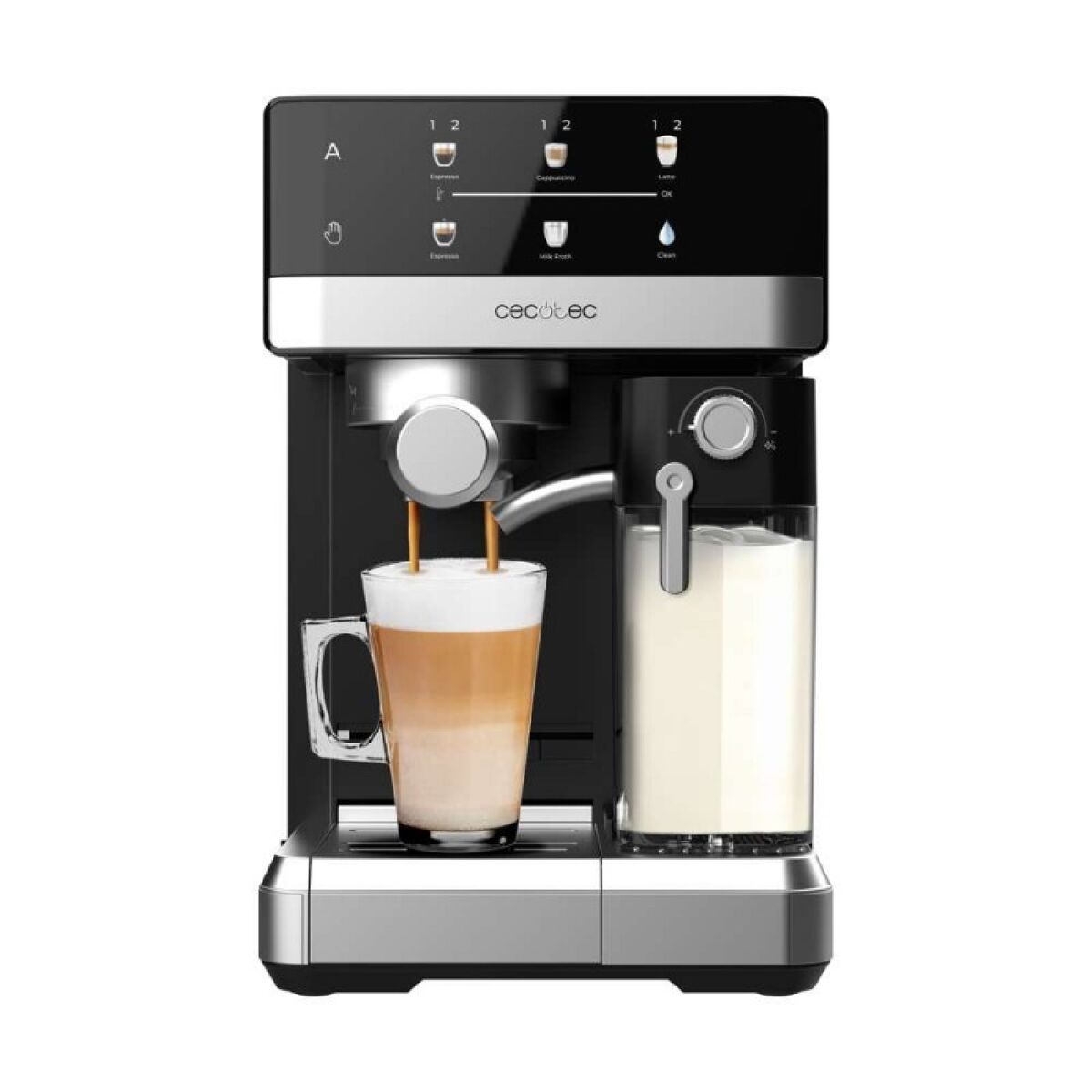 Máquina de café expresso semiautomática touch cecotec com depósito de leite power espresso 20 touch & cream. 1350w