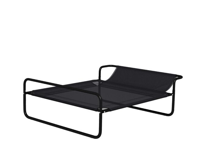 Pawhut cama elevada para cães respirável para cães pequenos 91x69x29 cm tecido de textilene apoio de cabeça inclinado estrutura metálica interior e