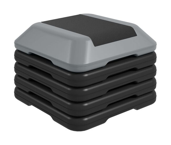 Sportnow step de aeróbica step para fitness antiderrapante com altura ajustável de 10/15/20/25/30 cm suporta até 150 kg cinzento