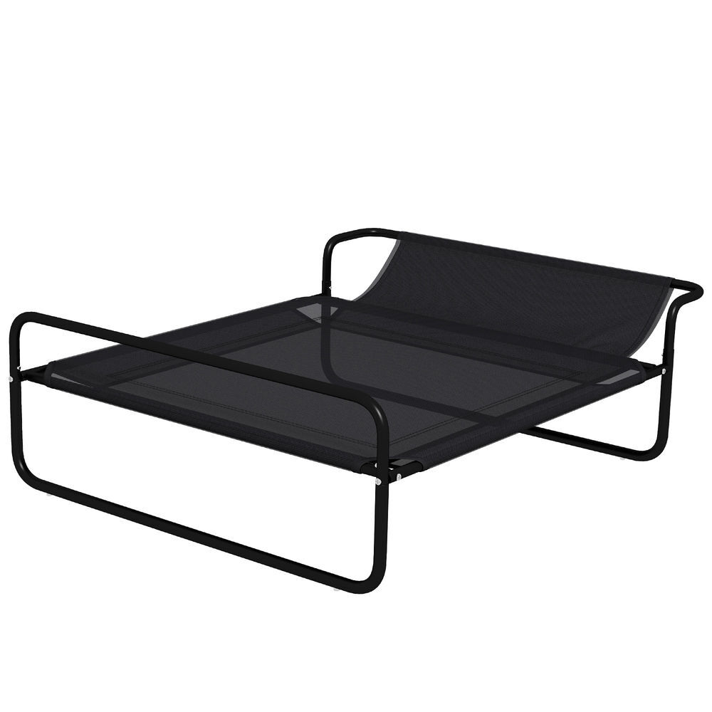 Pawhut cama elevada para cães respirável para cães pequenos 106x81x33 cm tecido de textilene encosto inclinável estrutura metálica interior/exterior