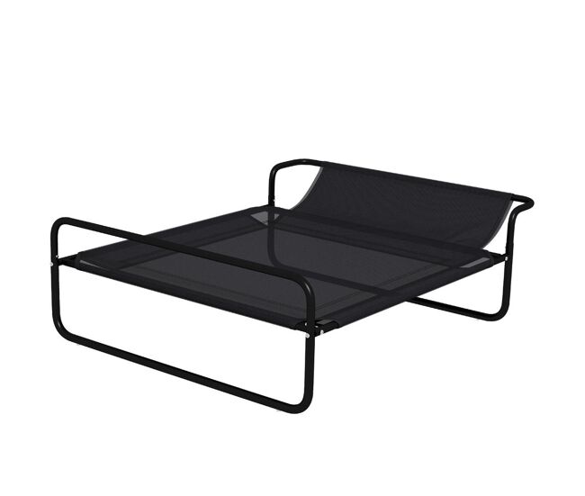 Pawhut cama elevada para cães respirável para cães pequenos 106x81x33 cm tecido de textilene encosto inclinável estrutura metálica interior/exterior