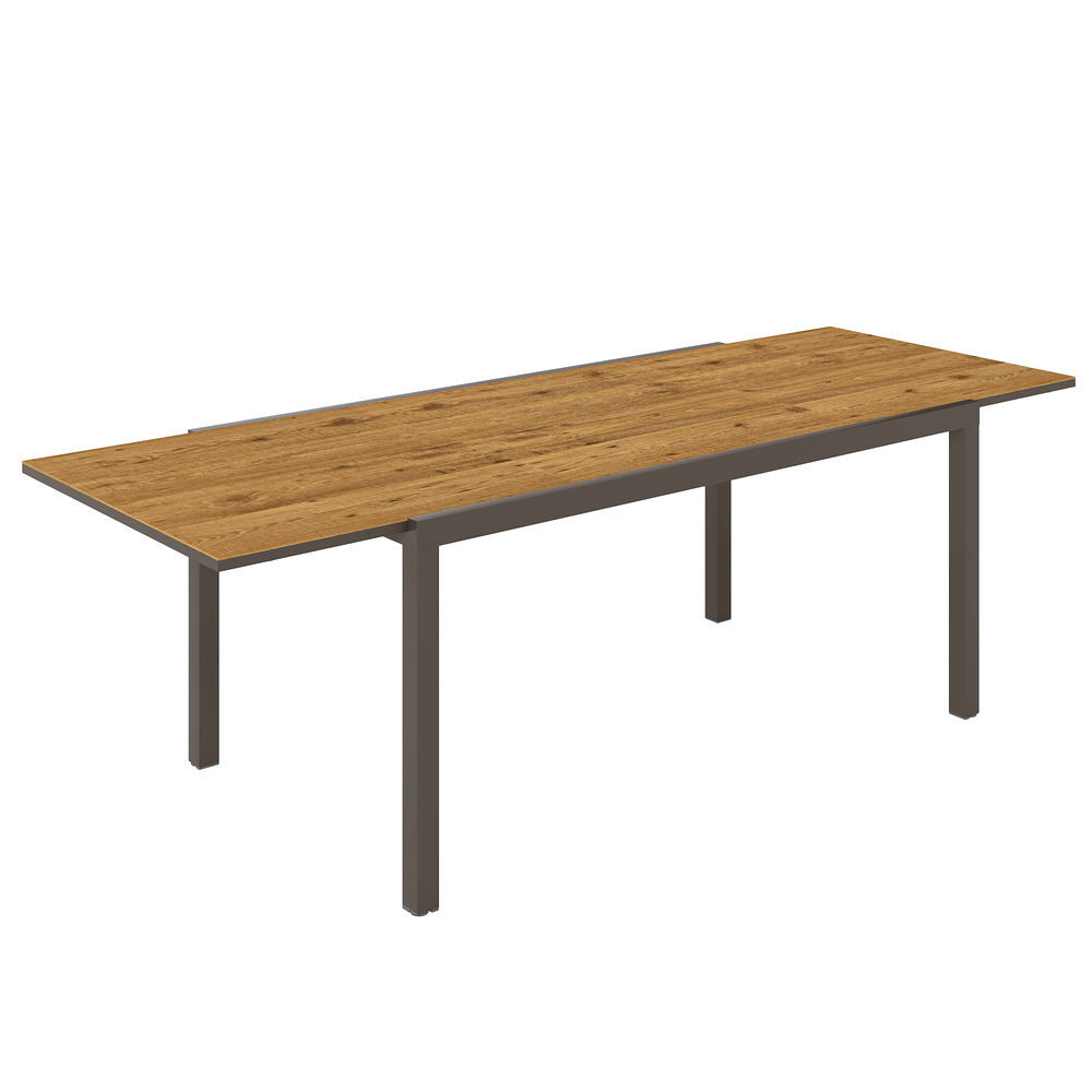Outsunny mesa de jardim extensível mesa de jantar exterior ajustável 160-240 cm com bordas de alumínio carga 70 kg mesa retangular para 6-8 pessoas