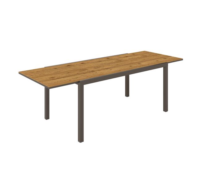 Outsunny mesa de jardim extensível mesa de jantar exterior ajustável 160-240 cm com bordas de alumínio carga 70 kg mesa retangular para 6-8 pessoas