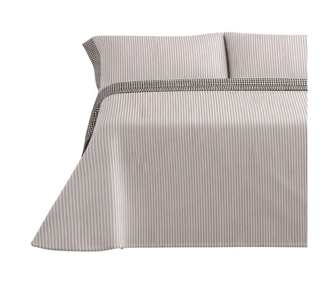 Jogo de lençóis 144 fios vichy cinza cama 135cm (3 peças) donegal collections