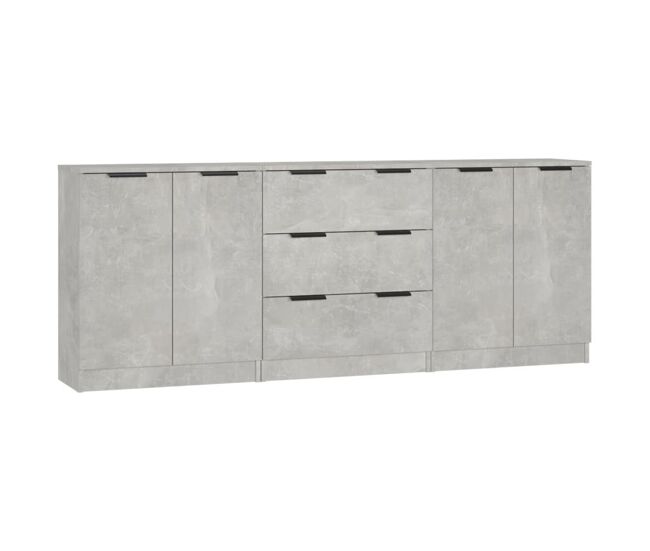 3 pcs aparadores - bufetes - móveis de apoio madeira processada gris cimento pt2162