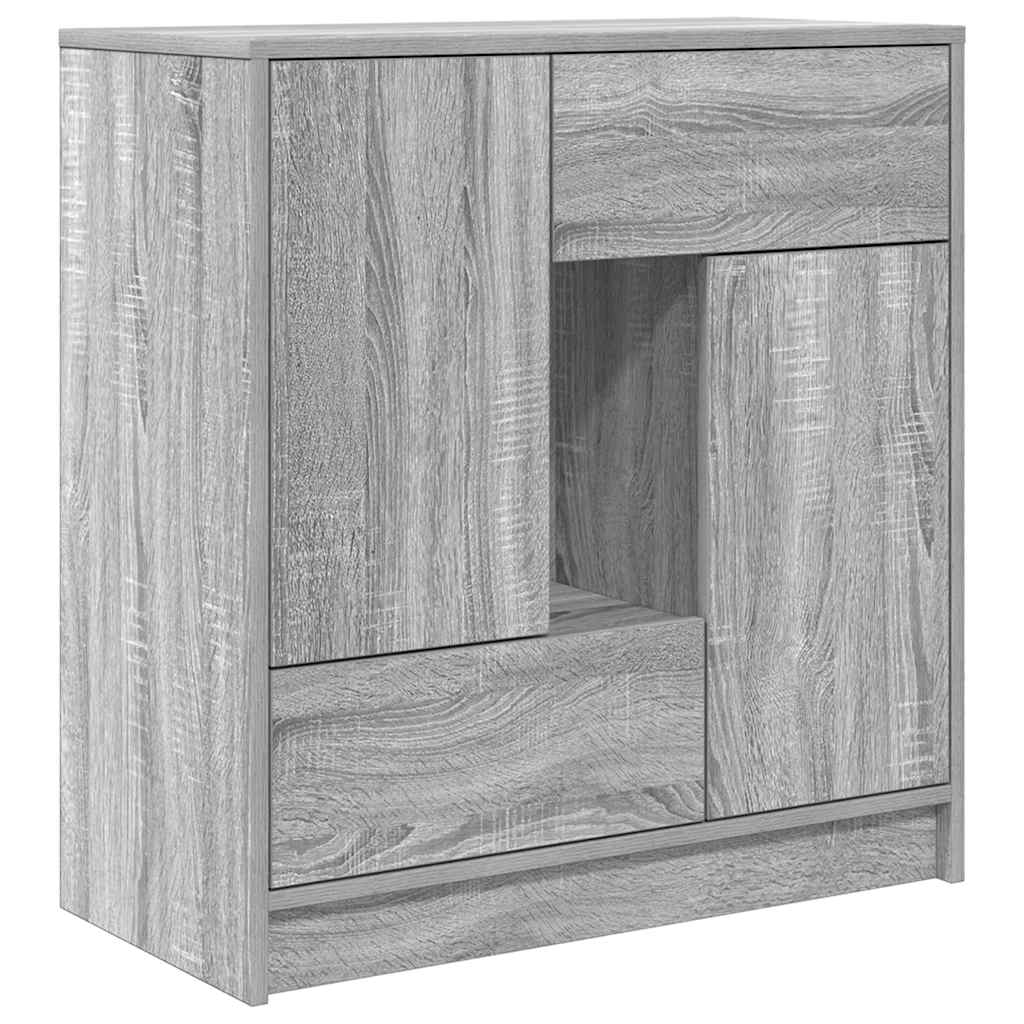 Aparador - bufete - móvei de apoio c/ gavetas e portas 70,5x34x74,5 cm sonoma cinzento pt1851
