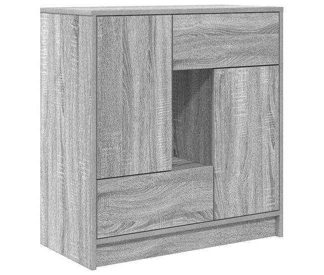 Aparador - bufete - móvei de apoio c/ gavetas e portas 70,5x34x74,5 cm sonoma cinzento pt1851