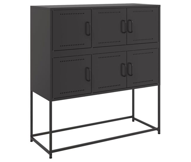 Aparador - bufete - móvei de apoio 100,5x39x107 cm aço preto pt2289