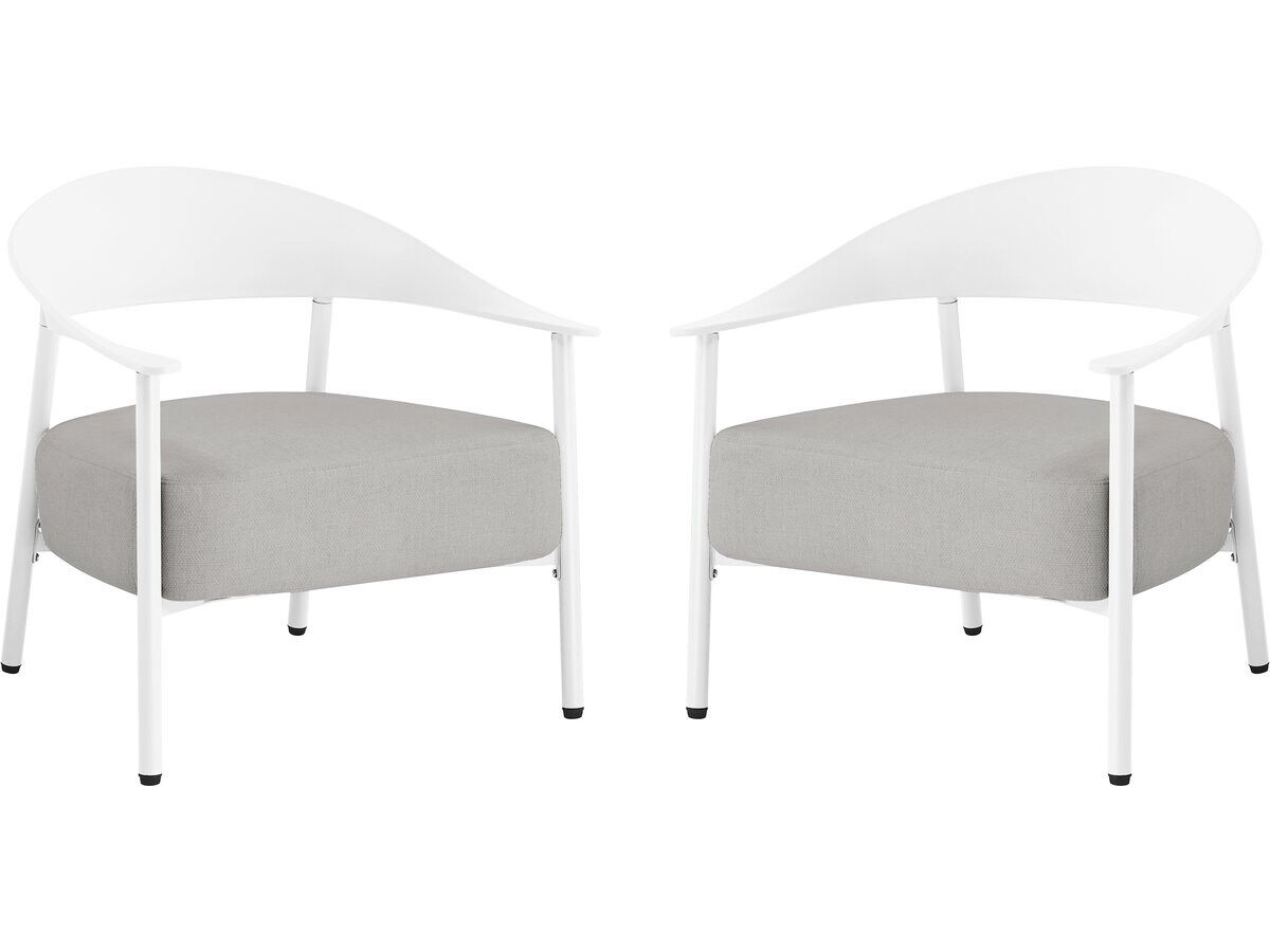 Conjunto de 2 cadeirões de jardim em plástico e metal  - blanc