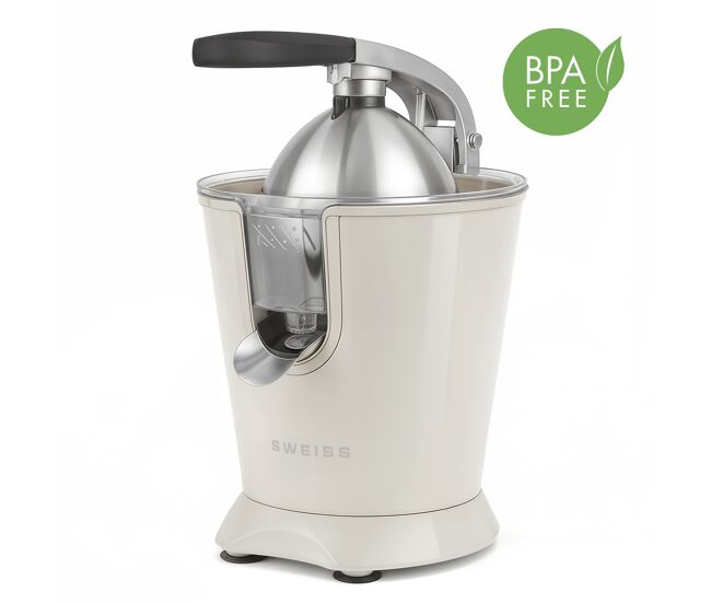 Espremedor elétrico zest8, sweiss, bico antigota, apto para máquina de lavar loiça, funcionamento silencioso, braço articulado potente 160 w, bege
