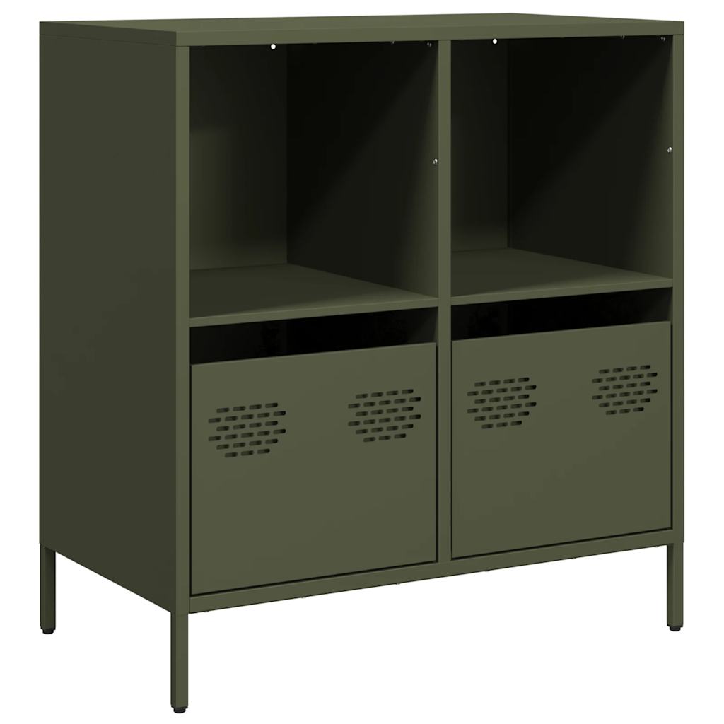 Aparador - bufete - móvei de apoio 68x39x73,5 cm aço laminado a frio verde-azeitona pt2327