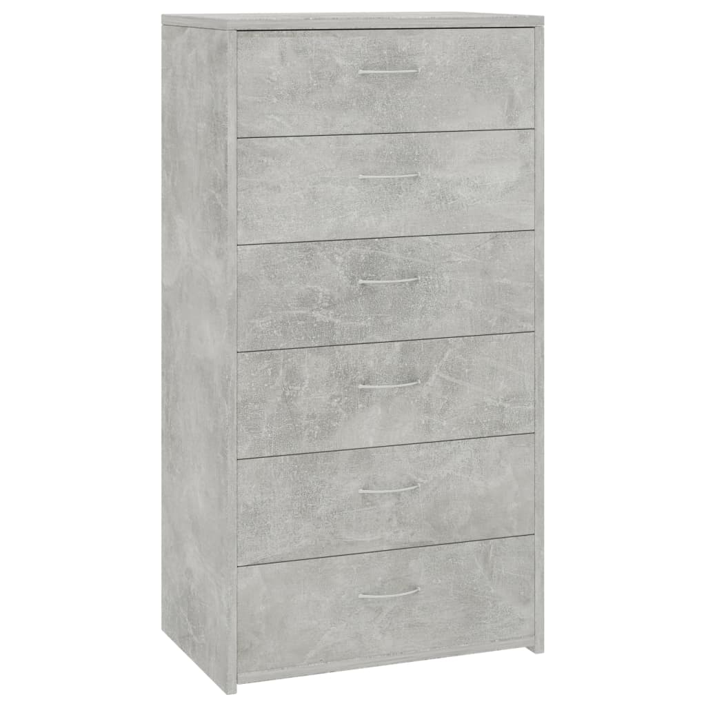 Aparador - bufete - móvei de apoio c/ 6 gavetas 50x34x96cm contraplacado cinzento cimento pt1714