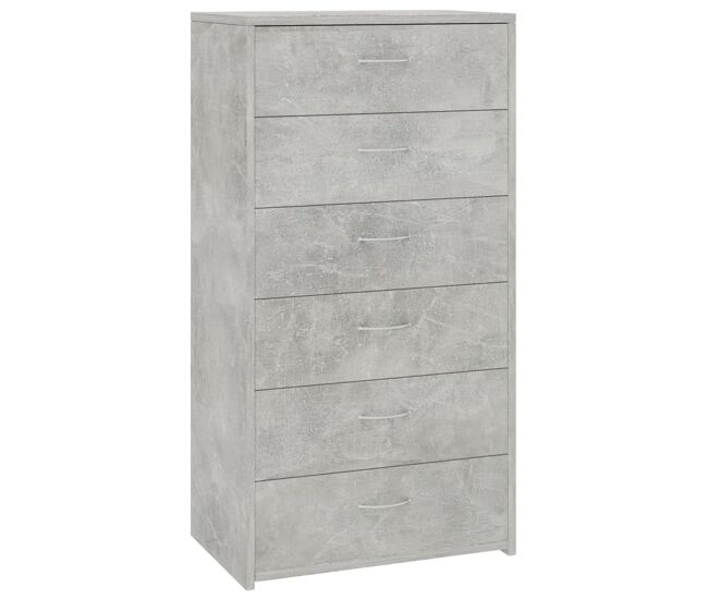 Aparador - bufete - móvei de apoio c/ 6 gavetas 50x34x96cm contraplacado cinzento cimento pt1714