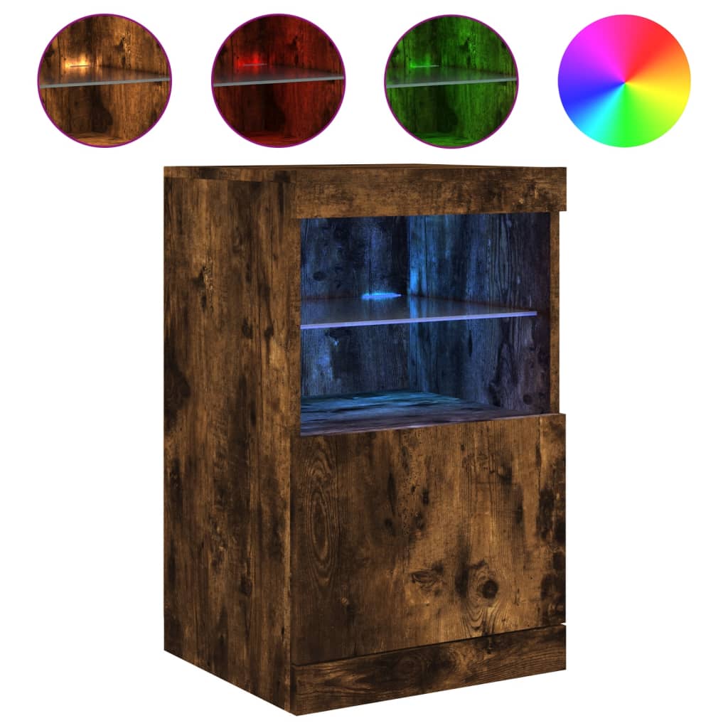 Aparador - bufete - móvei de apoio com luzes led 41x37x67 cm carvalho fumado pt2041