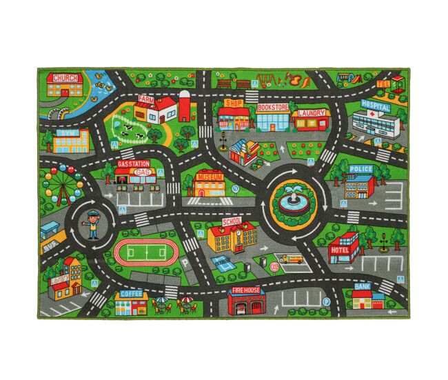 Aiyaplay tapete infantil estrada de cidade 200x150 cm tapete educativo antiderrapante para bebés para sala e quarto textura suave multicor