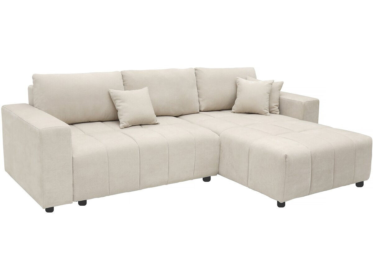 Canapé d'angle convertible style bubble tissu chenille George 4 places - Beige