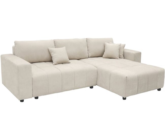 Canapé d'angle convertible style bubble tissu chenille George 4 places - Beige