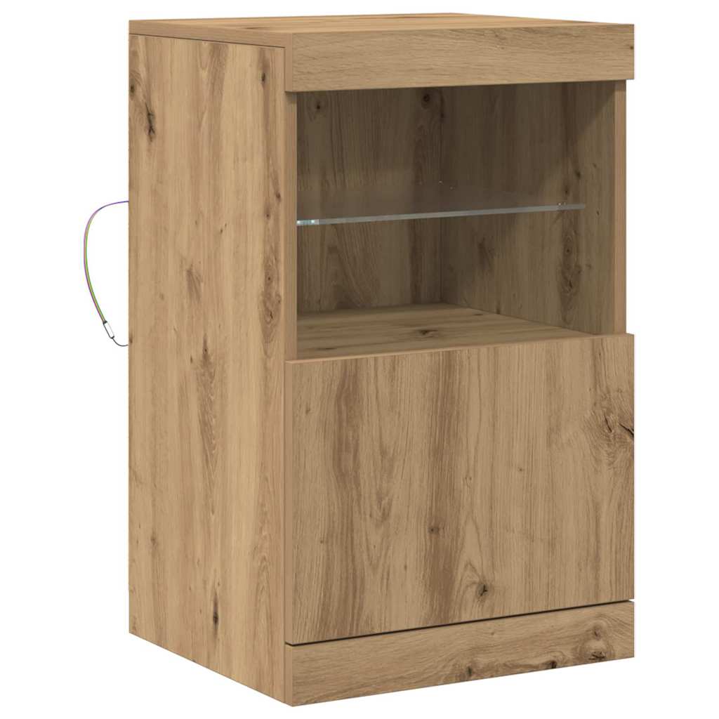 Aparador - bufete - móvei de apoio led carvalho artesanal 41 x 37 x 67 cm pt4191