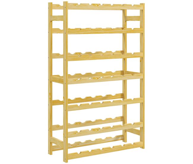 Homcom garrafeira de madeira para 42 garrafas garrafeira para vinho de 7 níveis para cozinha sala de jantar, bar 63x25x102 cm madeira