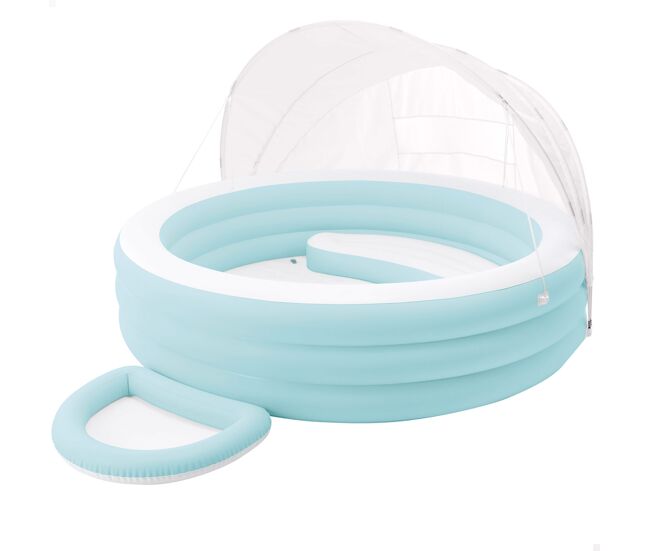 Piscina inflável com assento e cobertura bleu 277x221x137 cm intex