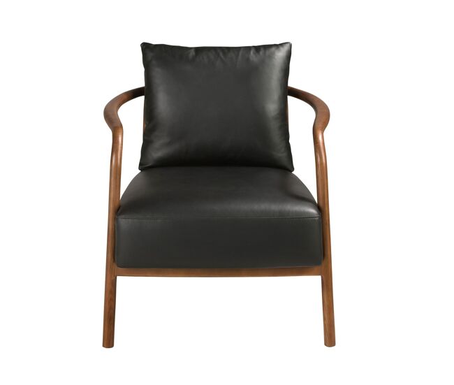 Poltrona de couro noir angel cerdá modelo 5178 pés nogueira 75 x 81 x 80 cm
