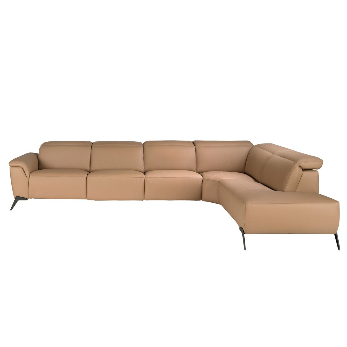 Sofá chaise longue relax modular direito 5 lugares pele castanha angel cerdá