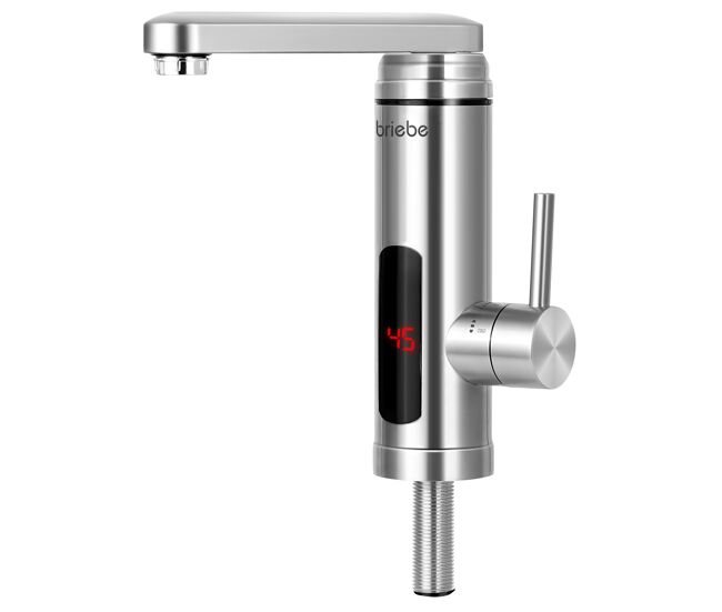 Briebe ih1204 torneira com aquecedor elétrico instantâneo de bancada, aquecedor de água baixo consumo, display, inox, 3600, aço inoxidável