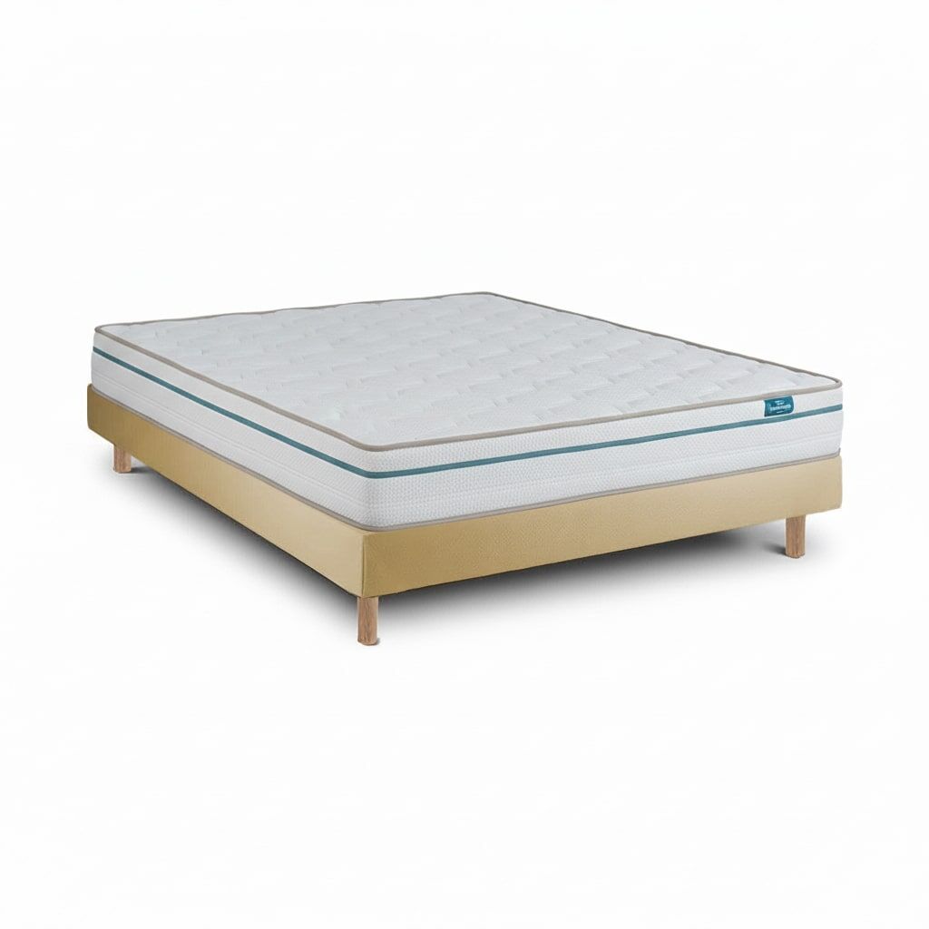 Conjunto cloud one e sommier 15 cm bege — 200 x 80 cm, altura 52 cm.