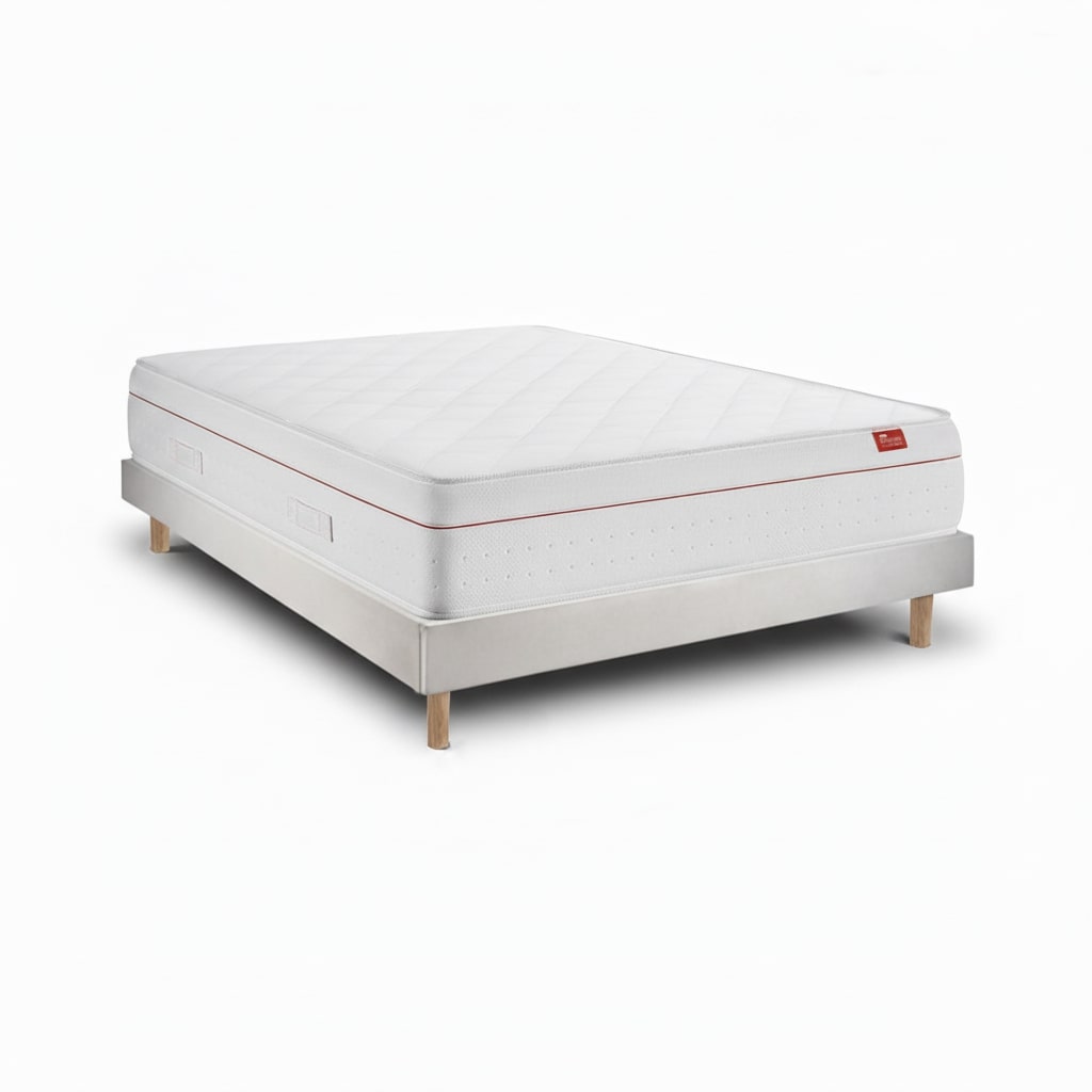 Conjunto deluxe ortopédico 190 x 90 cm, colchão 27 cm com molas ensacadas, cama em kit 15 cm, revestido em tecido aveludado, estrado de ripas e pés