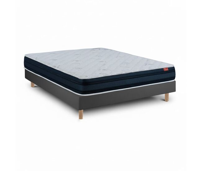 Conjunto viscoflex ortopédico e sommier 15 cm, 200 x 160 cm, altura 52 cm, preto/cinza.