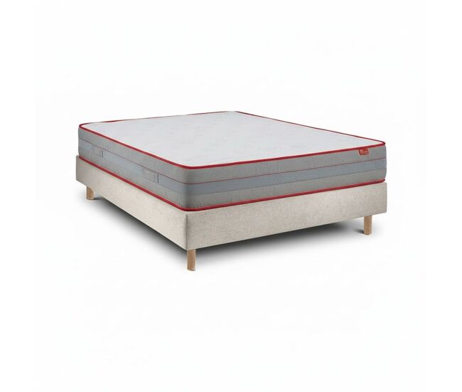 Conjunto luxury com colchão de molas ensacadas e sommier 20 cm tribu pearl, 190 x 140 cm, altura 62 cm.