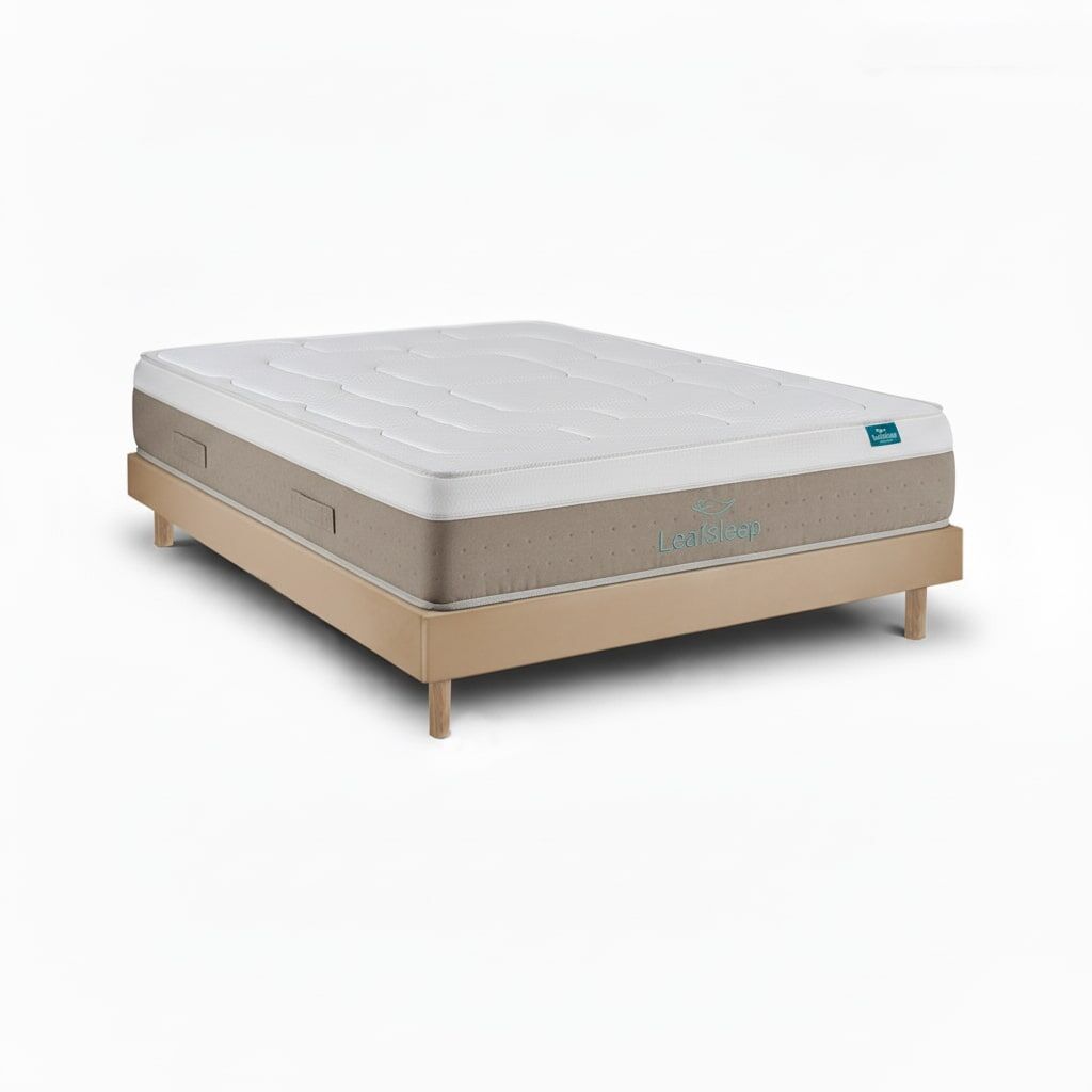 Conjunto cloud cotton com sommier kit milano taupe 190 x 90 cm — colchão em algodão e viscoelástico, sommier em madeira certificada, altura 58 cm.