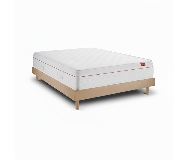 Conjunto deluxe ortopédico 200 x 140 cm, colchão 27 cm molas ensacadas, cama em kit 15 cm, revestido em tecido aveludado e pés de madeira 15 cm (fsc),