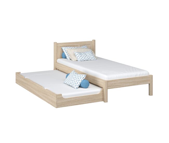 Cama individual de carvalho com gaveta para colchão n02 carvalho branqueado